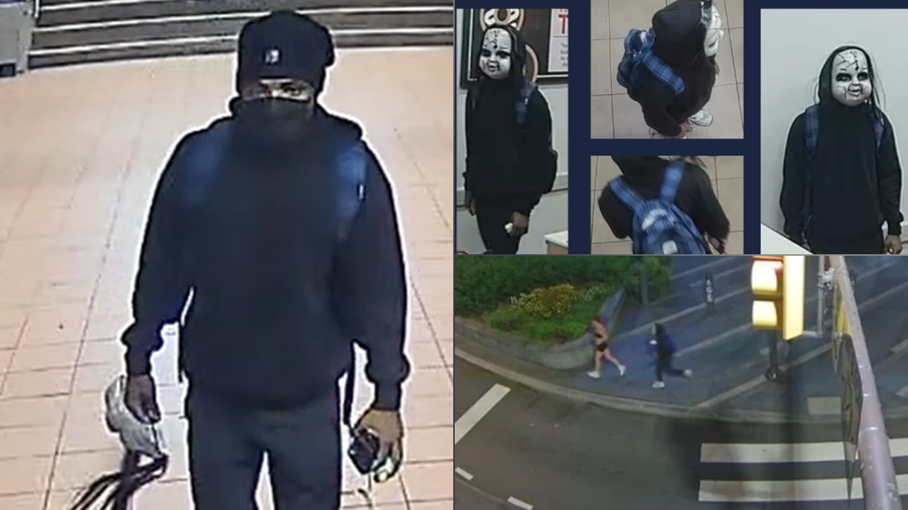 IMAGE: Police are searching for this masked suspect who chased a jogger last Wednesday near City Hall in Philadelphia.